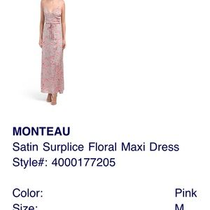 Monteau Pink Floral Satin Maxi Dress